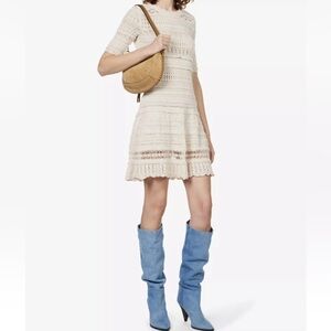 Isabel Marant Etoile Fauve Crochet Mini Dress In Ecru Size US 8 FR 40 $750 MSRP